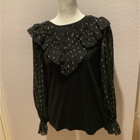 LOFT Tops - LOFT Black Blouse with Silver Embellishments